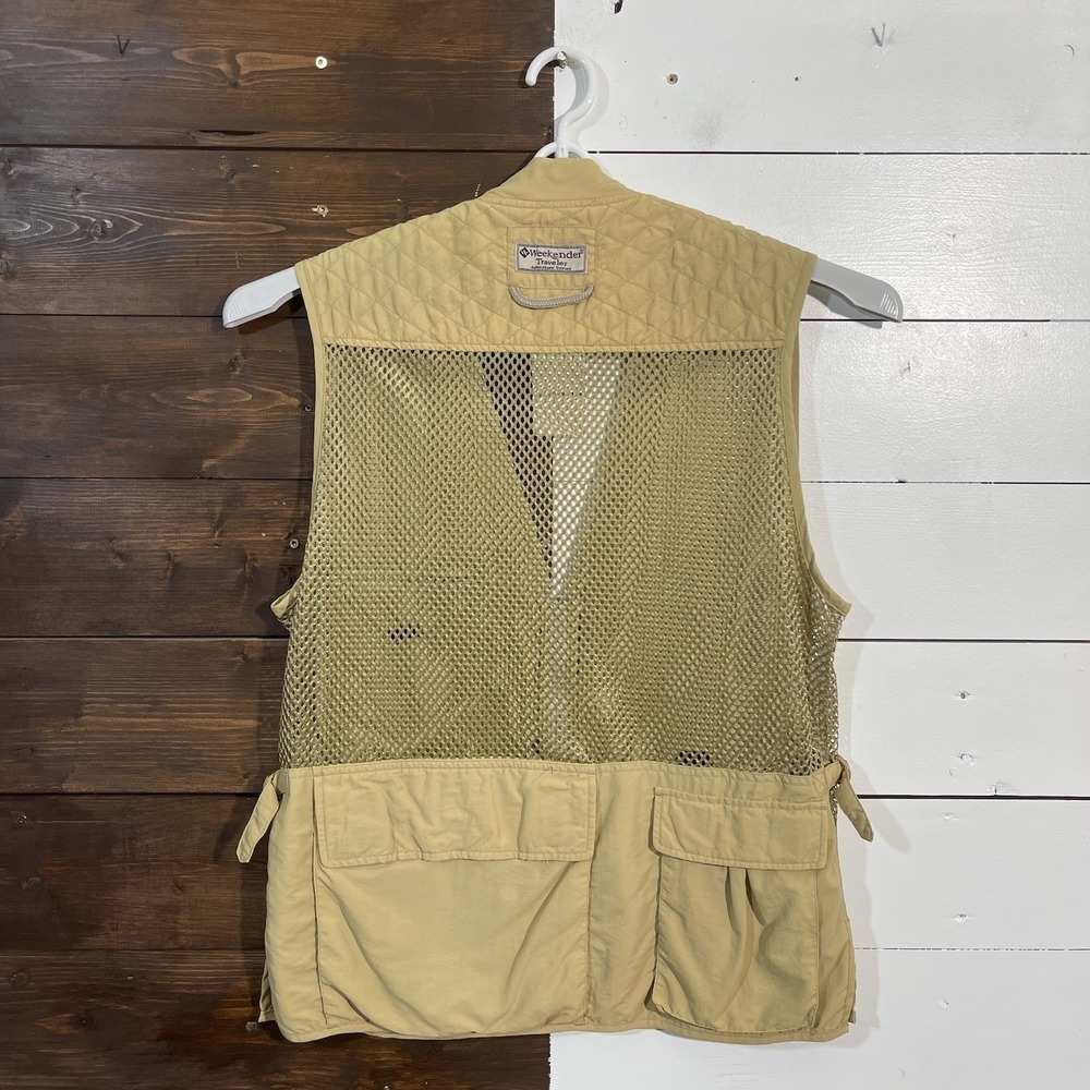Weekender Traveler Vest Mens Medium Beige Safari Utility Pockets Hunting Fishing - Picture 2 of 8